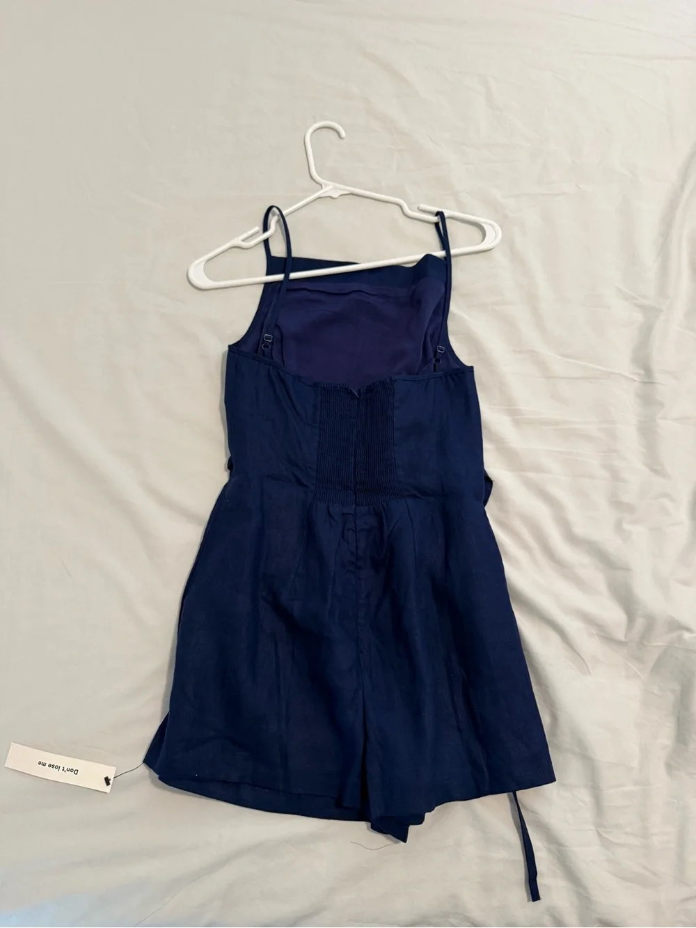 Reformation Danube Navy Ciara Linen Romper
